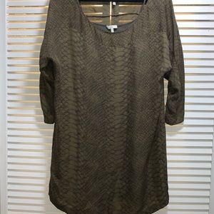 Joie metallic green snakeskin print dress w/ slip